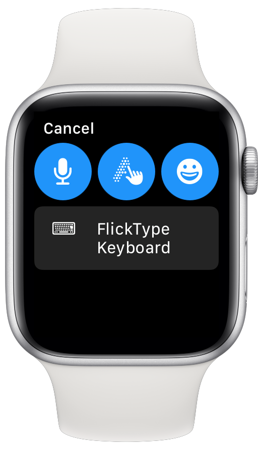 FlickType screenshot on Apple Watch